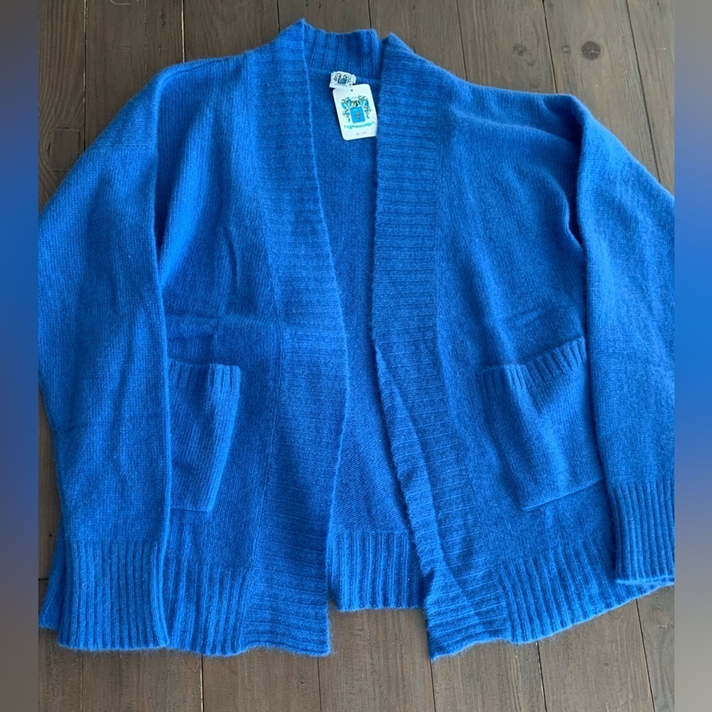 Portolano 100% cashmere blue sweater cardigan NWT